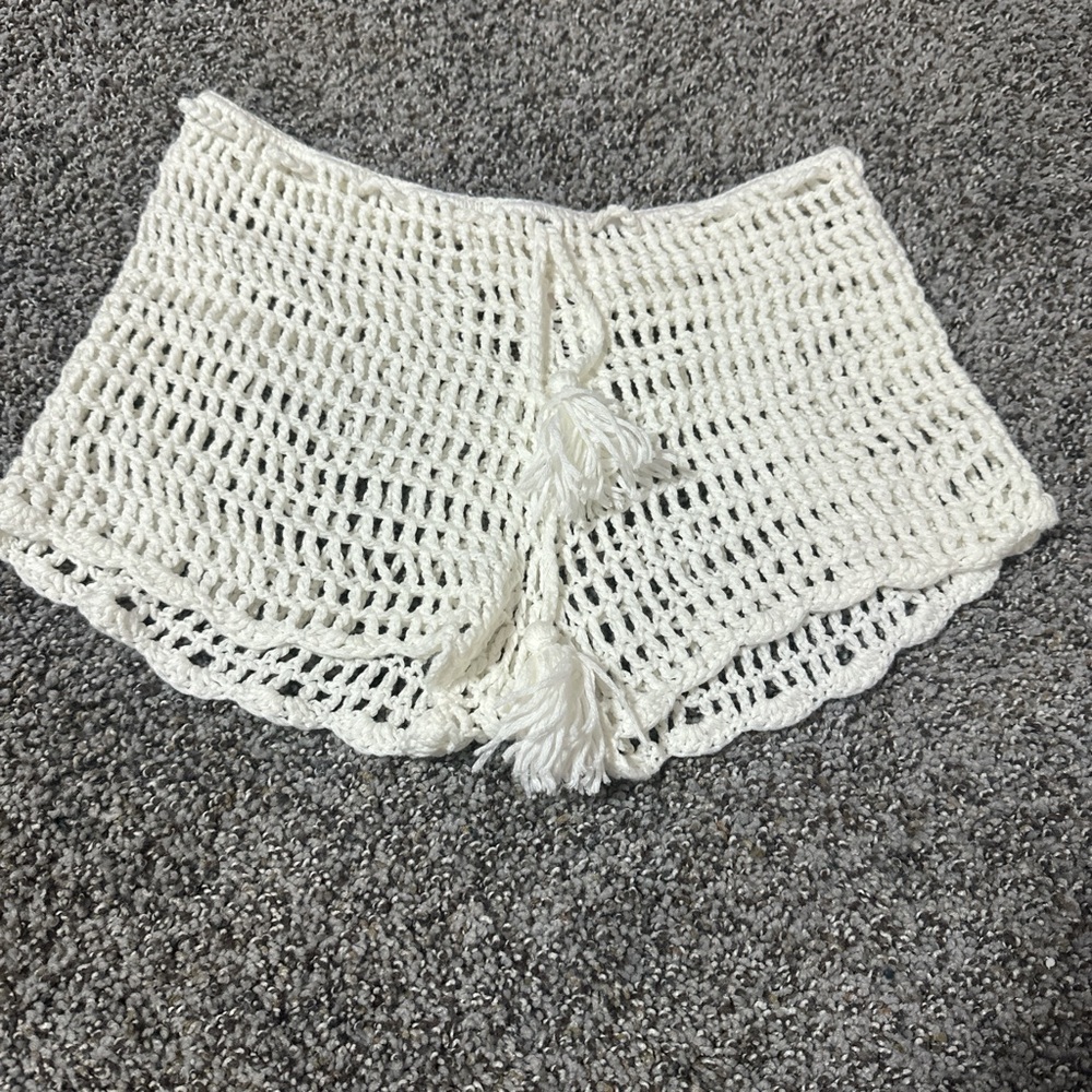 Crochet Knit Shorts with Tassels